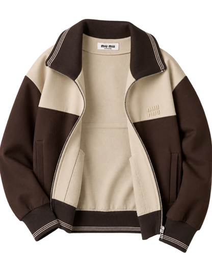 Miu Miu knitted-cuffs zip-front sweatshirt