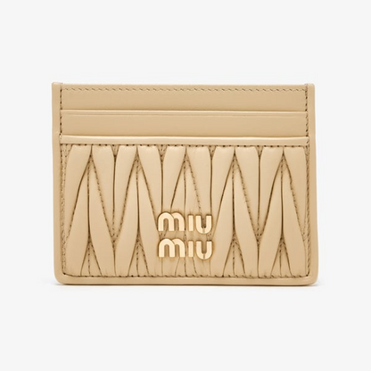 Miu Miu Matelassé nappa leather card holder