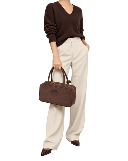 Miu Miu Suede Beau bag In Dark Brown