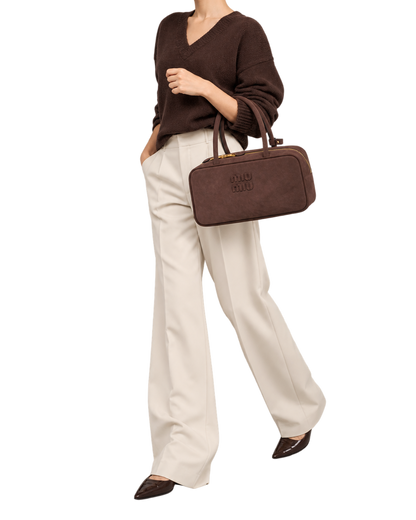 Miu Miu Suede Beau bag In Dark Brown