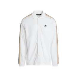 Monogram Track Long Sleeve Polo in Off White