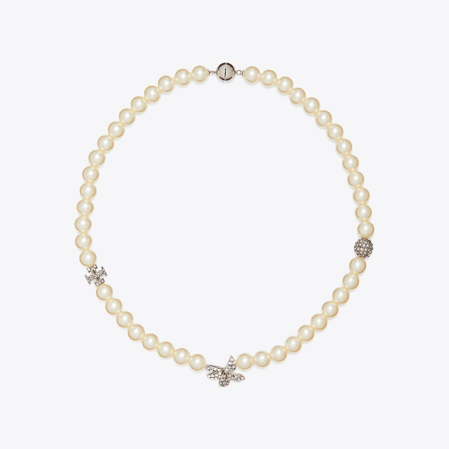 Moondance Pavé Flower Pearl Necklace