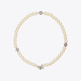 Moondance Pavé Flower Pearl Necklace