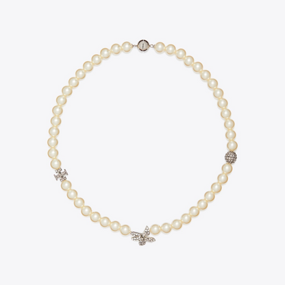Moondance Pavé Flower Pearl Necklace