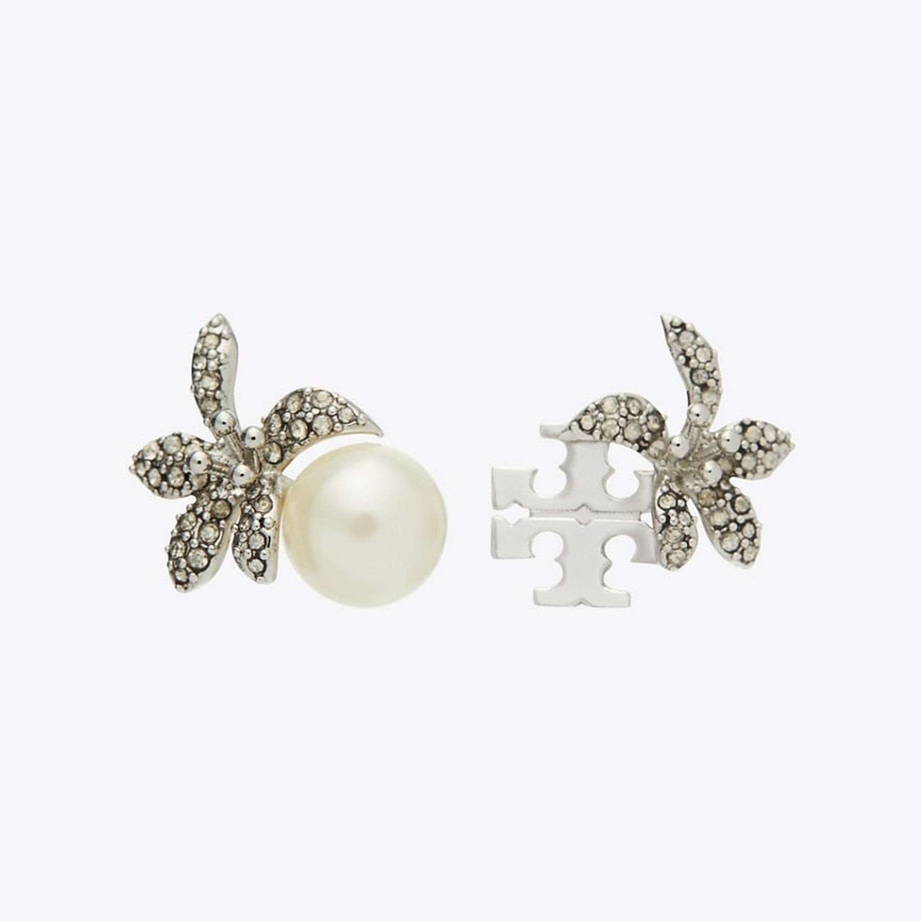 Moondance Pearl and Flower Stud Earrings
