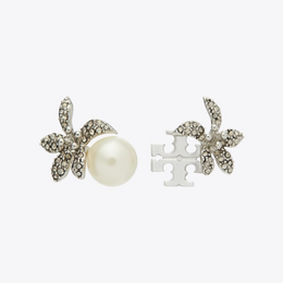 Moondance Pearl and Flower Stud Earrings