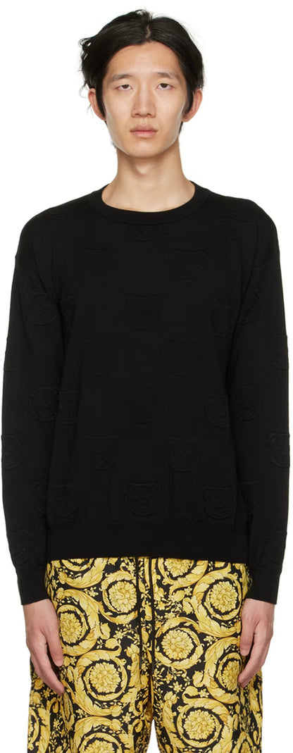 Black Allover Teddy Sweater