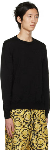 Black Allover Teddy Sweater