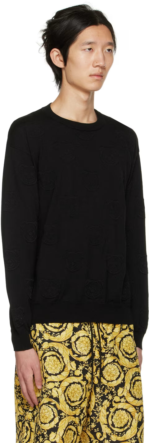 Black Allover Teddy Sweater
