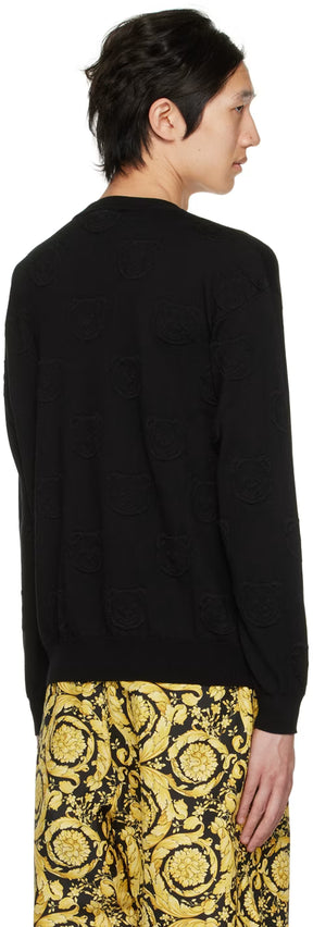 Black Allover Teddy Sweater