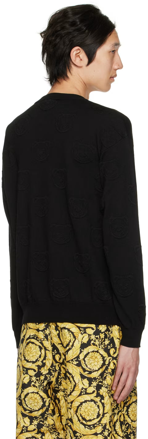 Black Allover Teddy Sweater