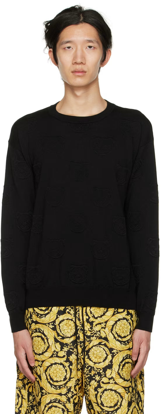 Black Allover Teddy Sweater