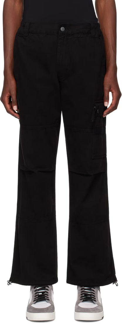 Black Cotton Cargo Pants