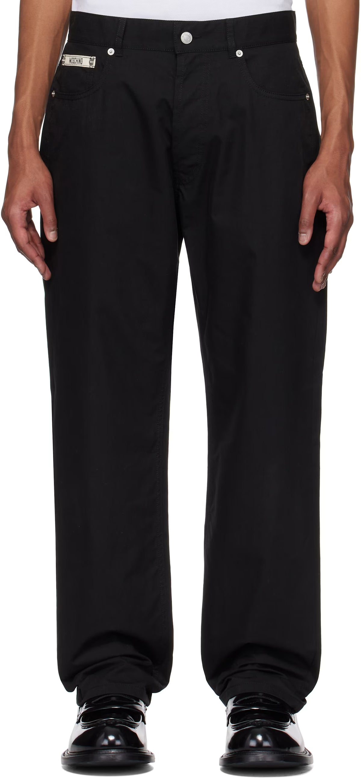 Black Cotton Nylon Cloth Trousers