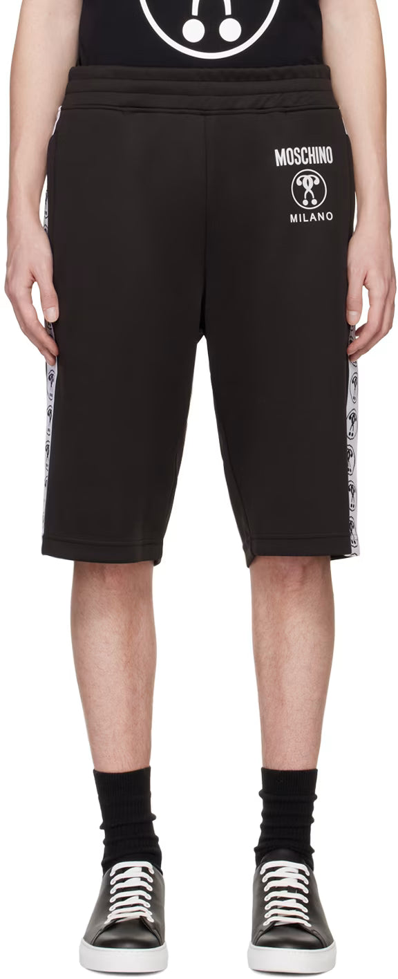Black Double Question Mark Shorts