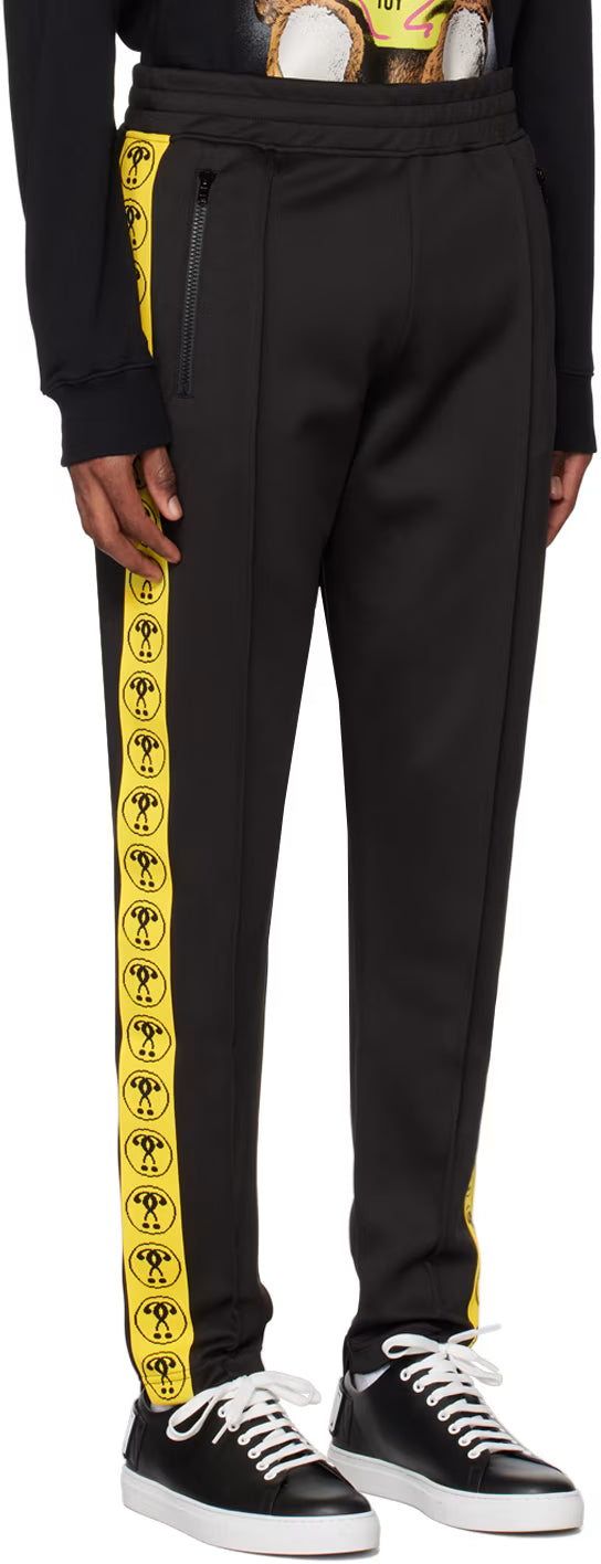 Black Double Question Mark Track Pants