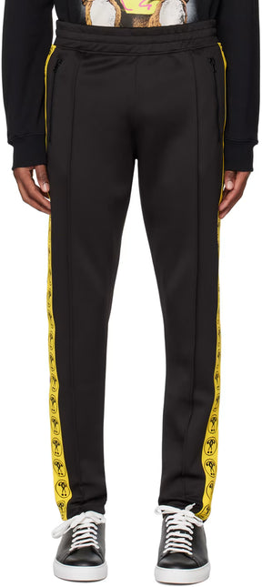Black Double Question Mark Track Pants
