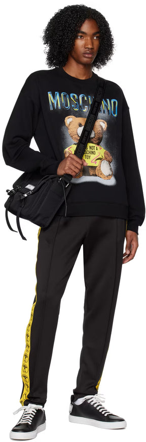 Black Double Question Mark Track Pants