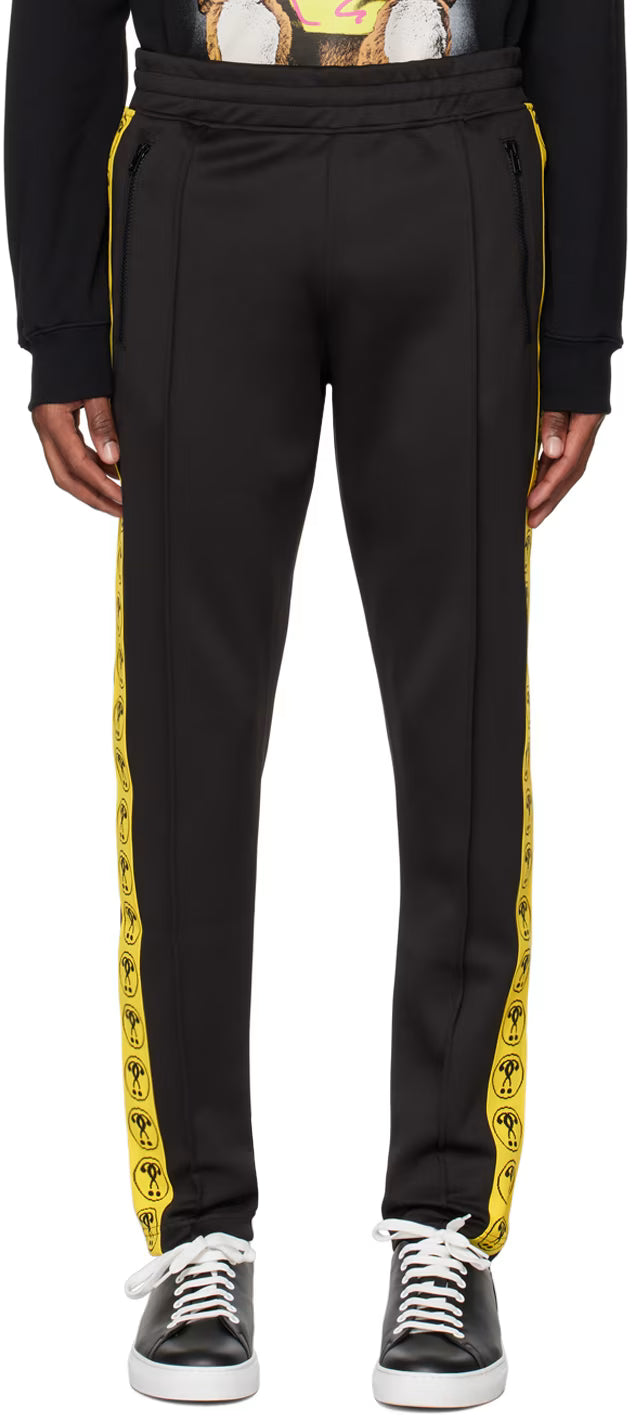 Black Double Question Mark Track Pants