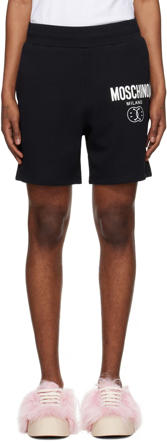 Black Double Smiley Shorts