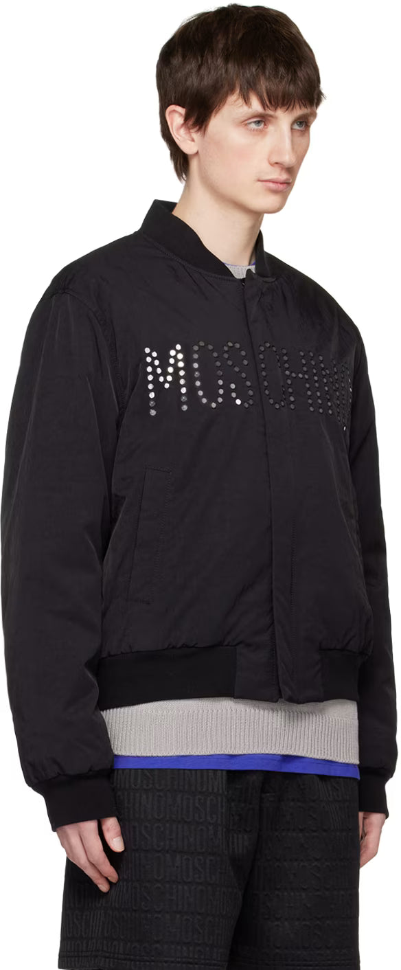 Black Embellished Bomber Jacket