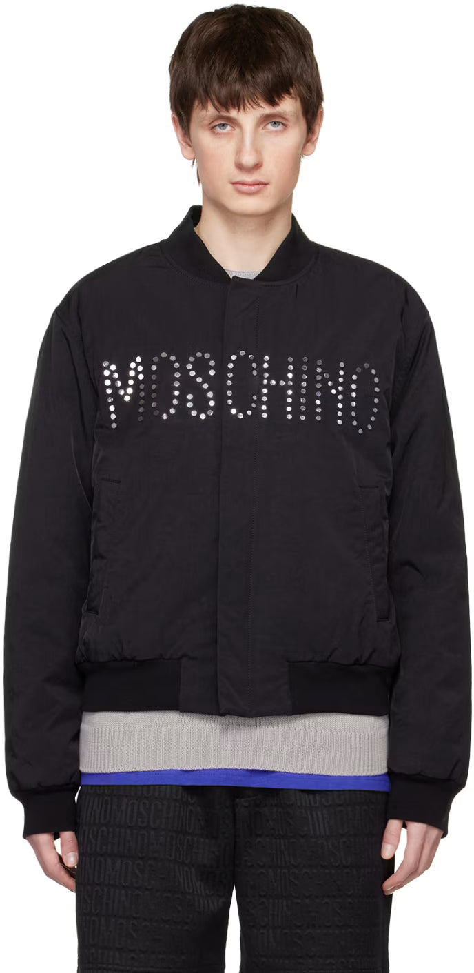 Black Embellished Bomber Jacket