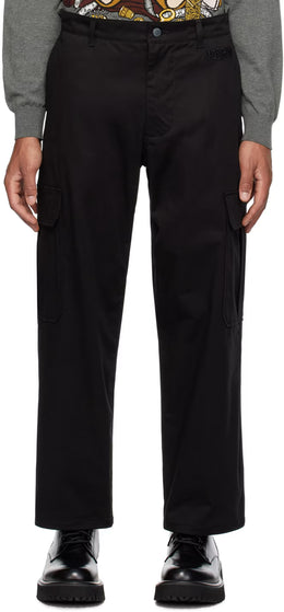 Black Embroidered Cargo Pants