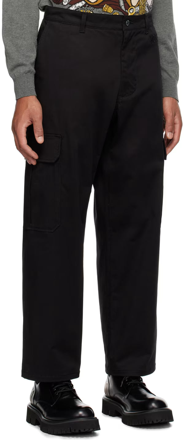 Black Embroidered Cargo Pants