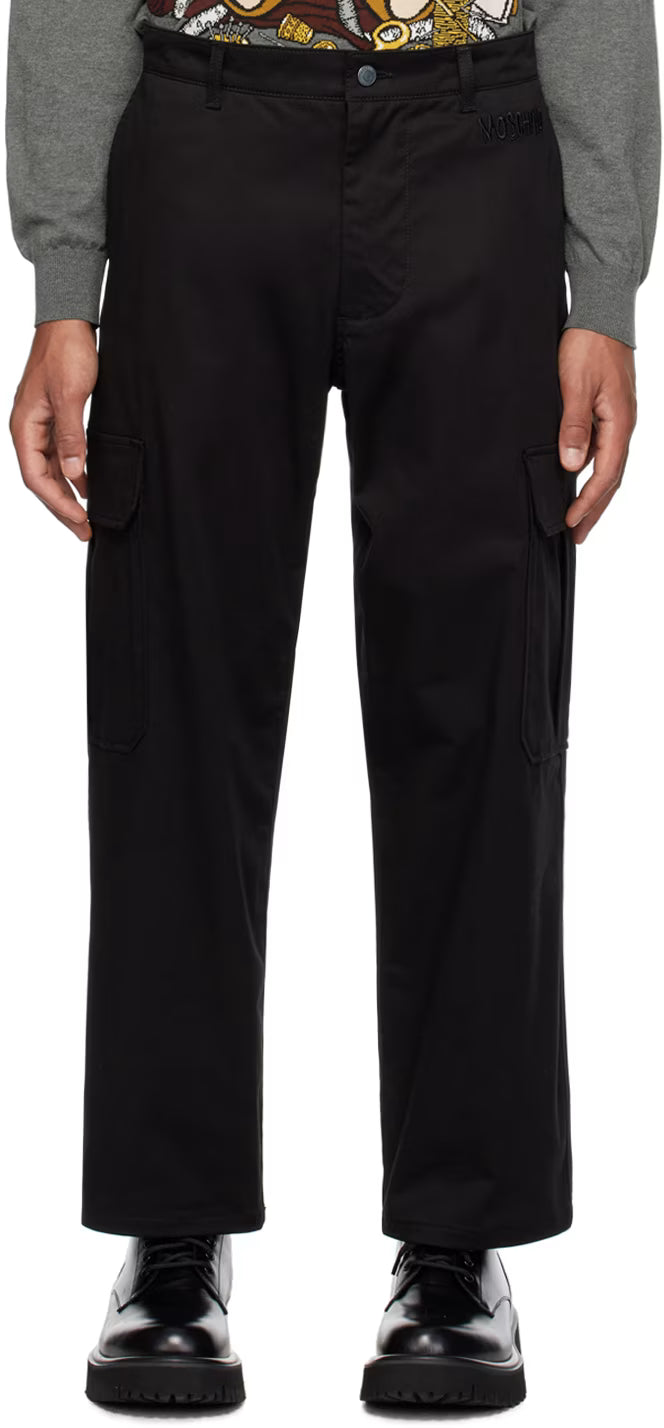Black Embroidered Cargo Pants
