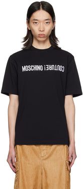 Black Embroidered Upside Down Logo T-Shirt