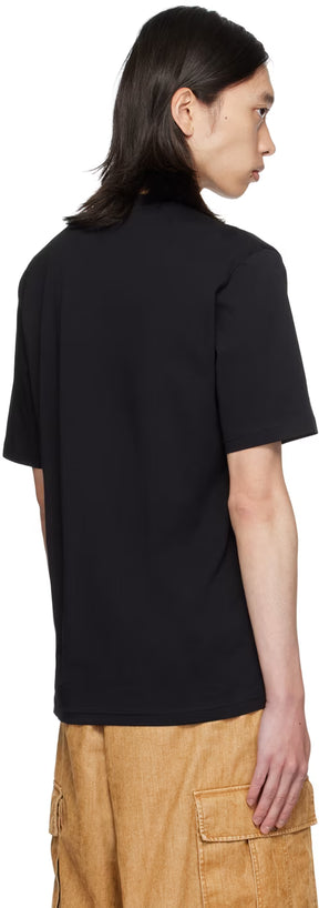 Black Embroidered Upside Down Logo T-Shirt