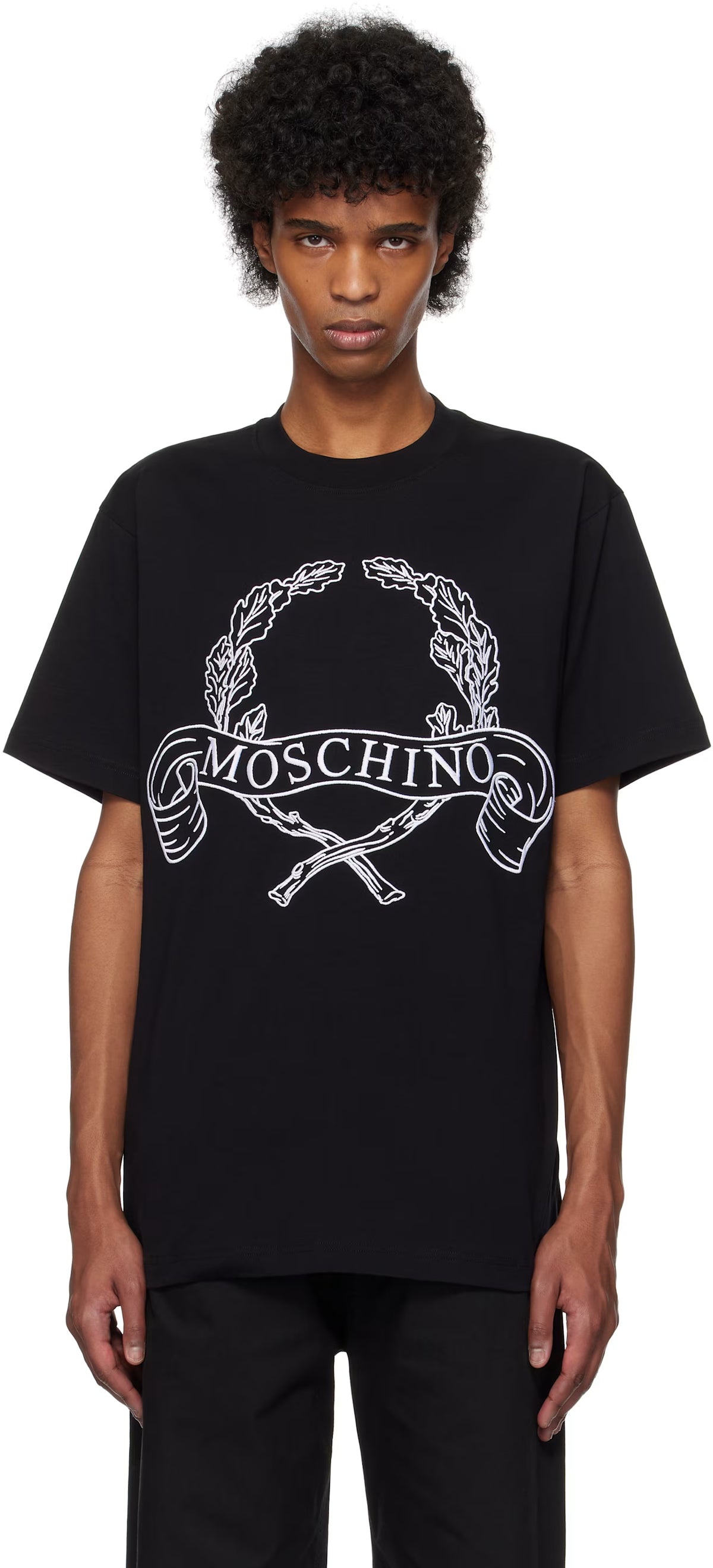 Black Maxi Laurel Crown Embroidery T-shirt