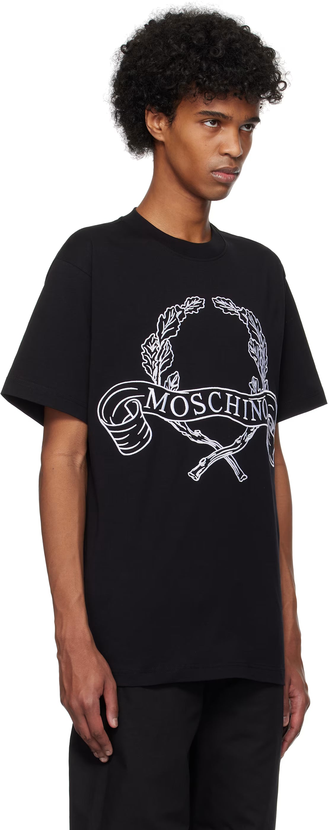 Black Maxi Laurel Crown Embroidery T-shirt