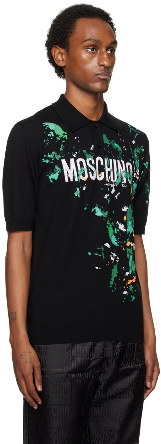Black Paint Splatter Polo