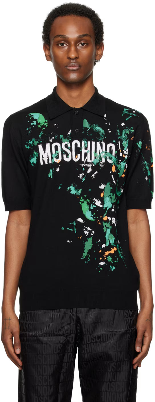Black Paint Splatter Polo