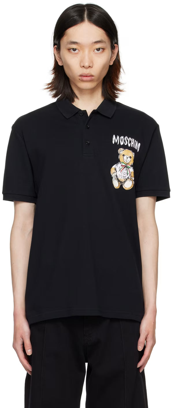 Black Printed Polo