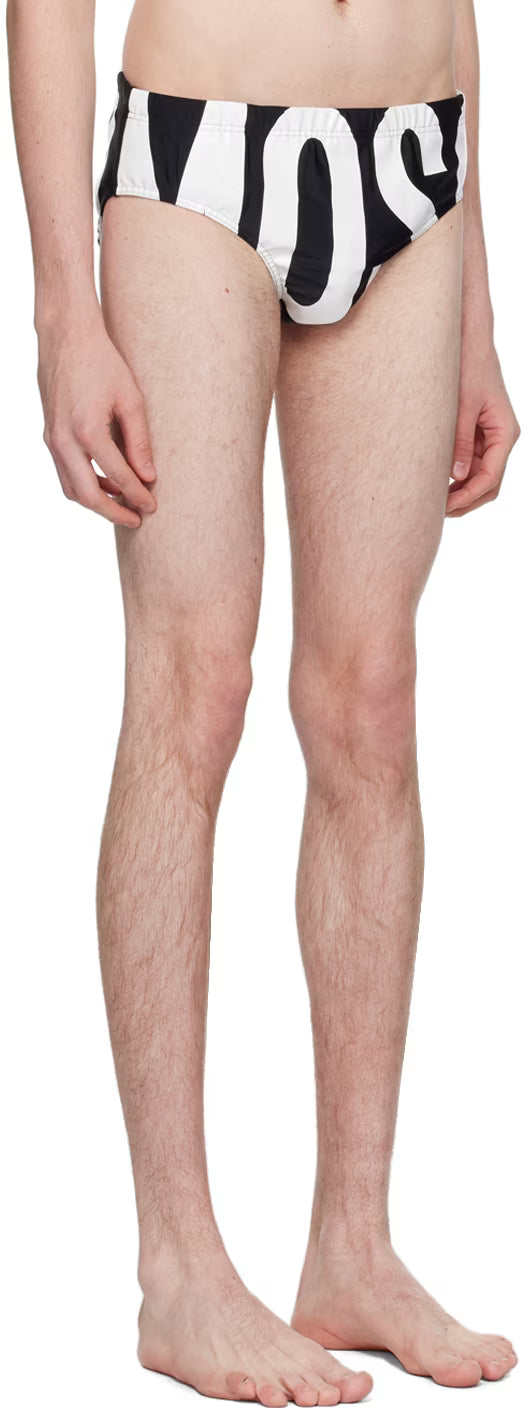 Black Printed Swim Briefs