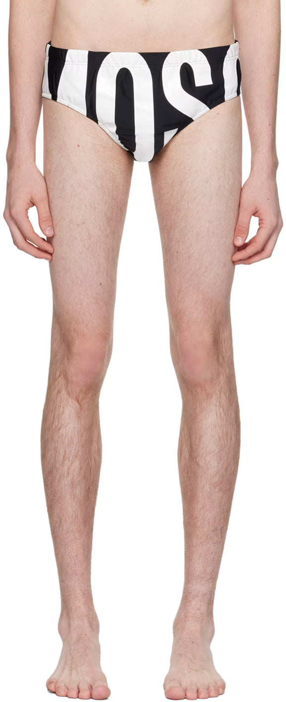 Black Printed Swim Briefs