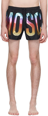 Black Printed Swim Shorts