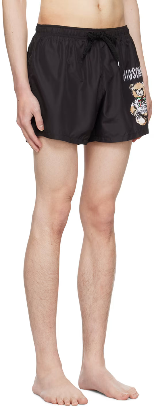 Black Printed Swim Shorts