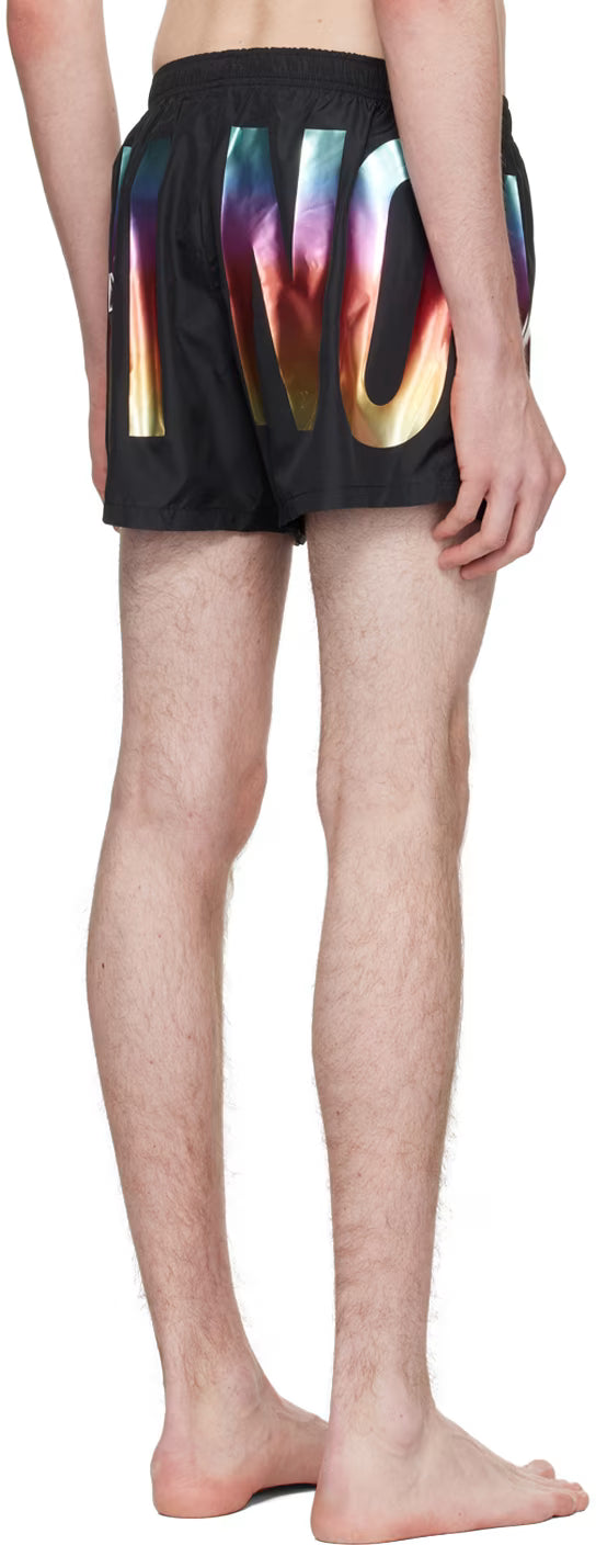 Black Printed Swim Shorts