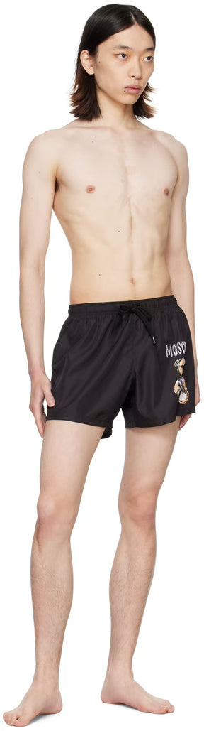 Black Printed Swim Shorts