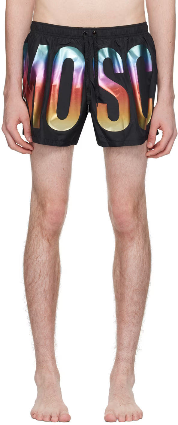 Black Printed Swim Shorts