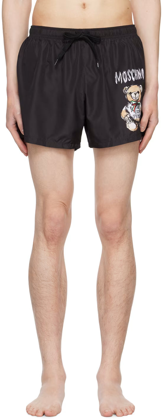 Black Printed Swim Shorts