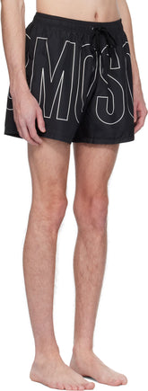 Black Rubber Logo Swim Shorts