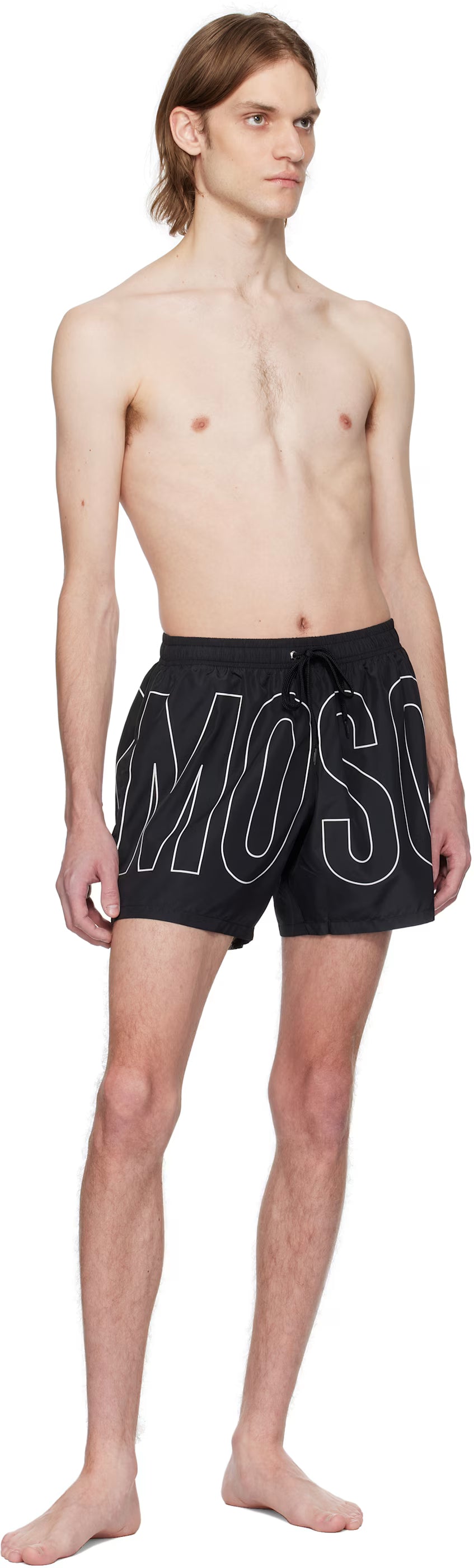 Black Rubber Logo Swim Shorts