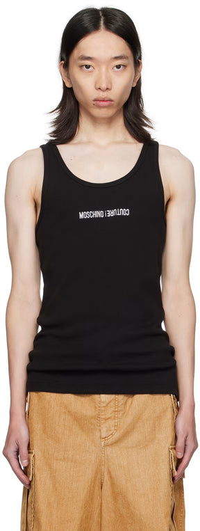 Black Upside Down Logo Tank Top