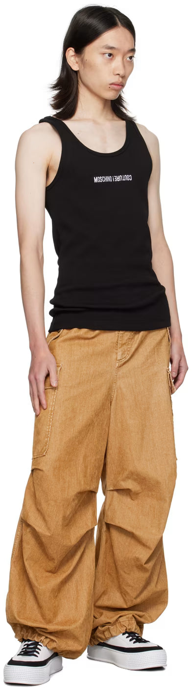 Black Upside Down Logo Tank Top