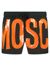Moschino Large Orange Logo Black Swim Shorts