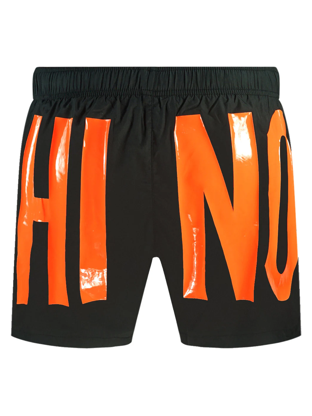 Moschino Large Orange Logo Black Swim Shorts